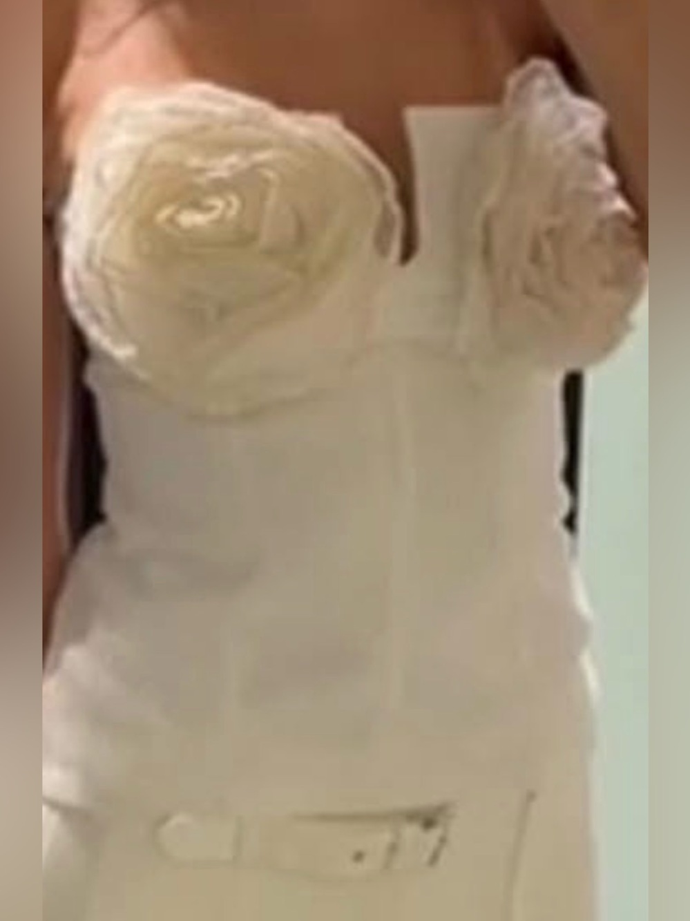 Zara Strapless White Floral Appliqué Bustier Top